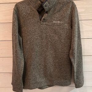 Eddie Bauer Charcoal Knit 1/4 button pullover. Medium